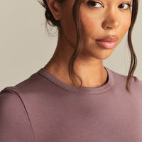 Smooth Contour Cropped Short Sleeve T-Shirt | Deep Mocha