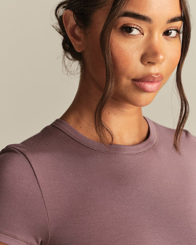 Smooth Contour Cropped Short Sleeve T-Shirt | Deep Mocha