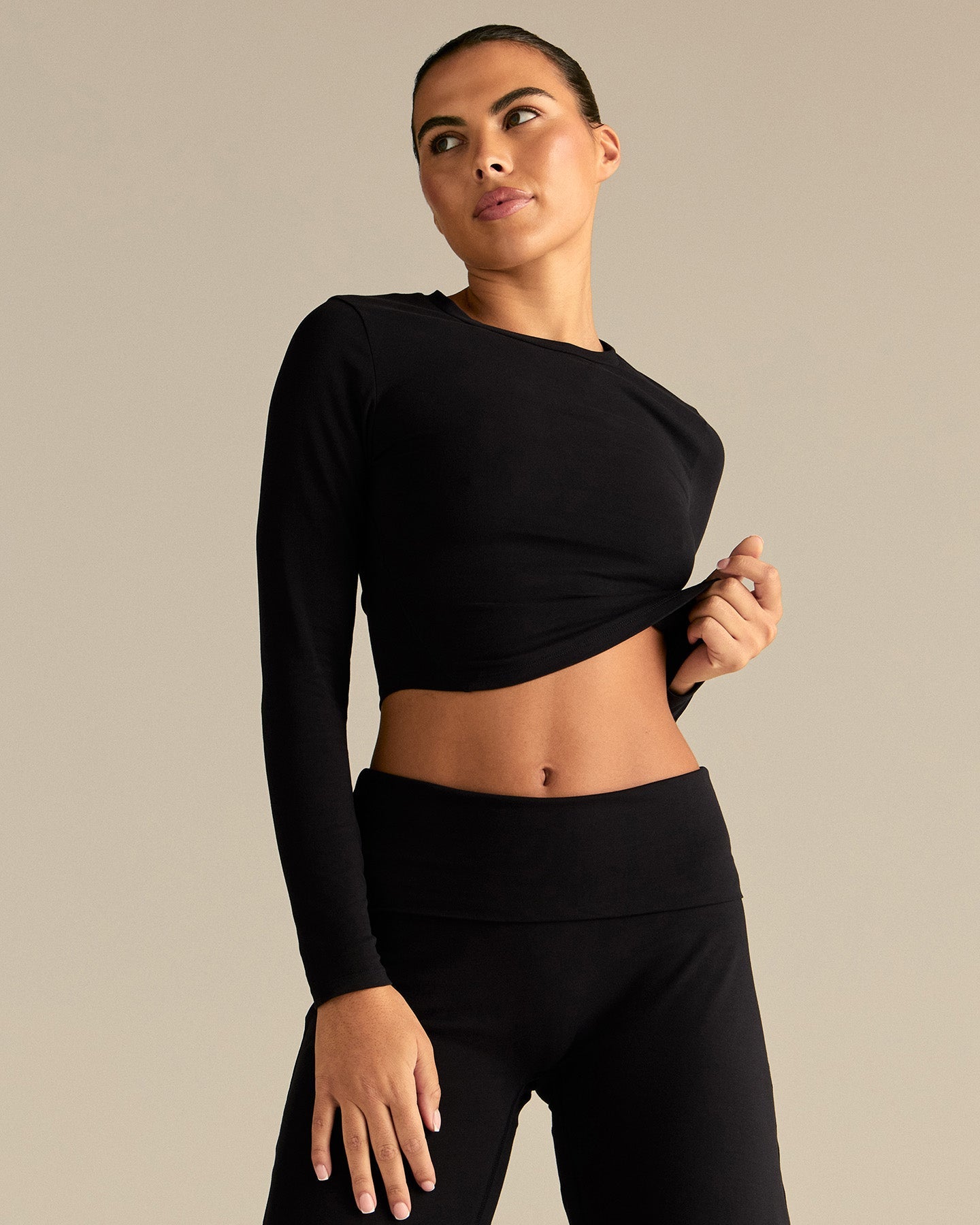 Cotton Contour Long Sleeve T-Shirt | Black