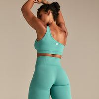 Power Seamless One Shoulder Bra | Marine Green