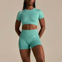 Power Seamless Scrunch Shorts | Marine Green