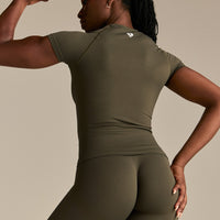 Power Seamless Short Sleeve Top | Dark Olive