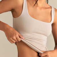 Smooth Contour Midi Square Neck Tank | Stone