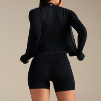 Power Seamless Long Sleeve Full Zip Jacket | Washed Black