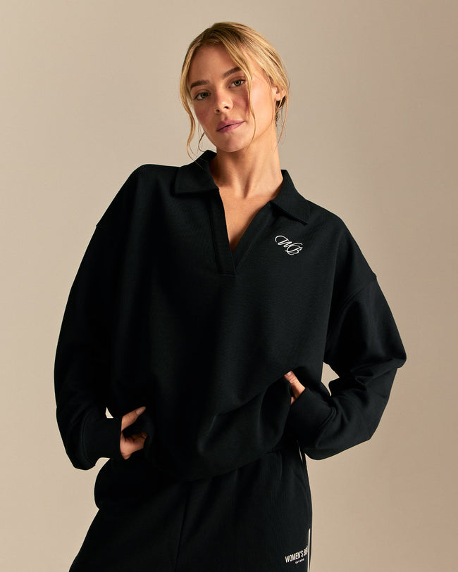 Comfort Lightweight Henley Sweat | Black (1/6)