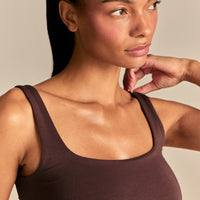 Smooth Contour Midi Square Neck Tank | Cocoa Powder (2/6)