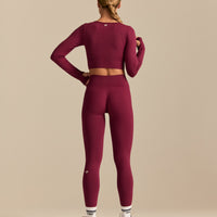 Define 2.0 Long Sleeve Scrunch Crop Top | Deep Berry (4/6)