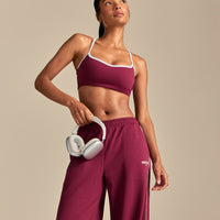 Comfort Mid Waist Contrast Straight Leg Joggers | Deep Berry (6/6)