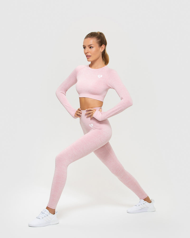 Women\'s Long - Light Best Top Pink Crop Seamless Move | Sleeve Marl