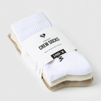 Crew Socks (3PK) | Off White/Buff/White