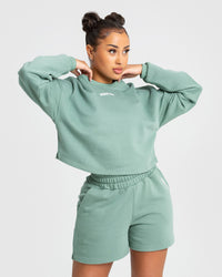 Comfort Cropped Crew Neck | Pastel Green