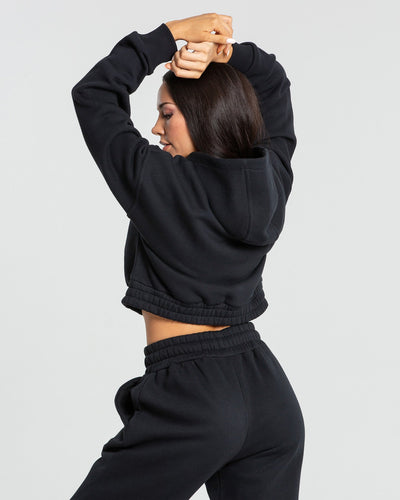 Black crop hoodie women's discount