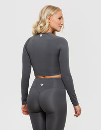 Essential Long Sleeve Crop Top | Graphite