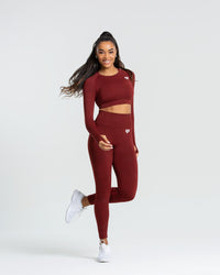 Move Seamless Long Sleeve Crop Top | Ruby Red Solid