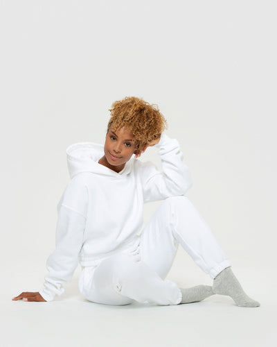 White cropped hoodie women's cheap